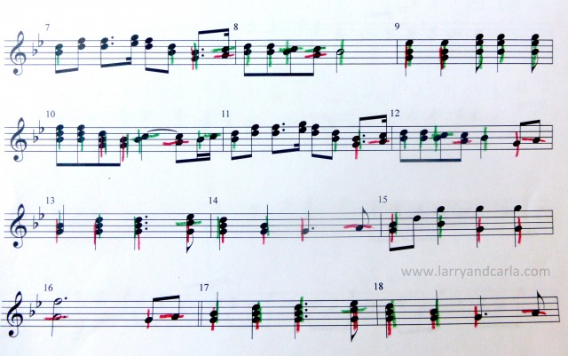 marking music for 4-in-hand