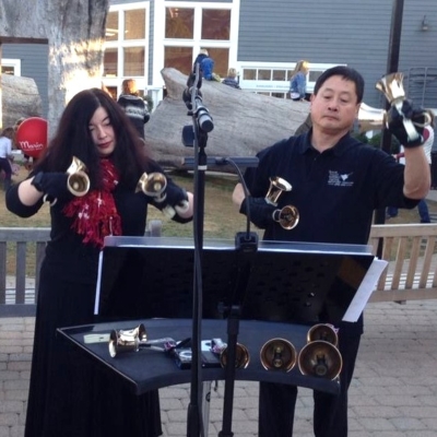 Handbell duo Larry and Carla at the Marin Country Mart
