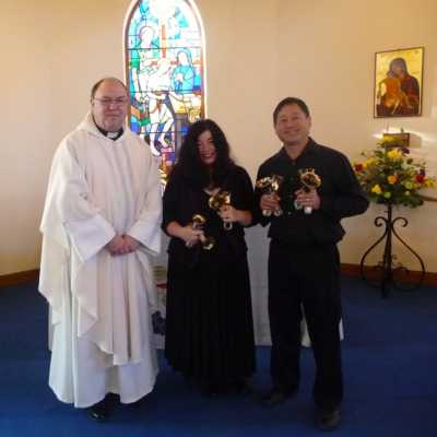 Handbell duo Larry and Carla - Worship Service in Arborfield, England