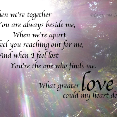 Larry and Carla long-distance LDR quote - What greater love?