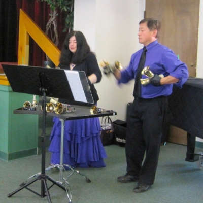Larry and Carla - handbell performance at LAUMC, California
