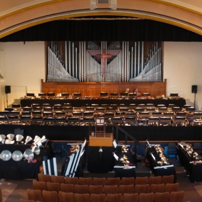 Inside the John M Hall Auditorium, the venue for the annual Week of Handbells