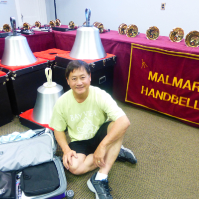 Larry in the bell room at Malmark Bellcraftsmen