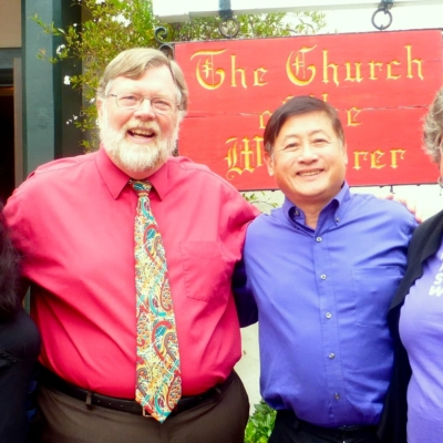 Handbell duo Larry and Carla with Mark and Bonnie Bollwinkell -Church of the Wayfarer, Carmel, California 