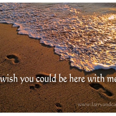 Larry and Carla long-distance LDR quote - I wish you were here with me beach