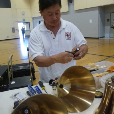 Bass handbell maintenance at a class by Larry Sue, author of The Bass Ringer&#039;s Notebook