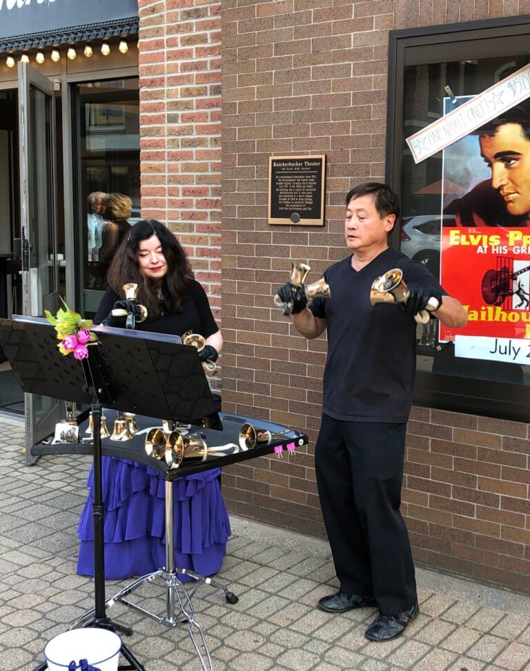 Handbells at the Downtown Holland Street Performer Series Larry and Carla