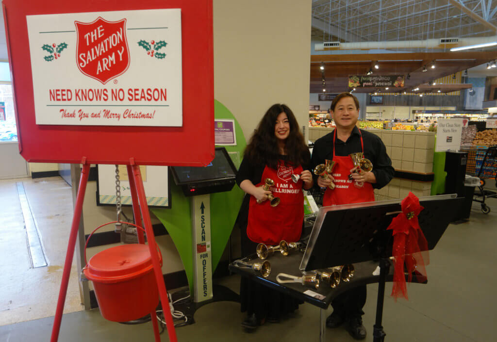 Handbell musicians at Salvation Army Red Kettle