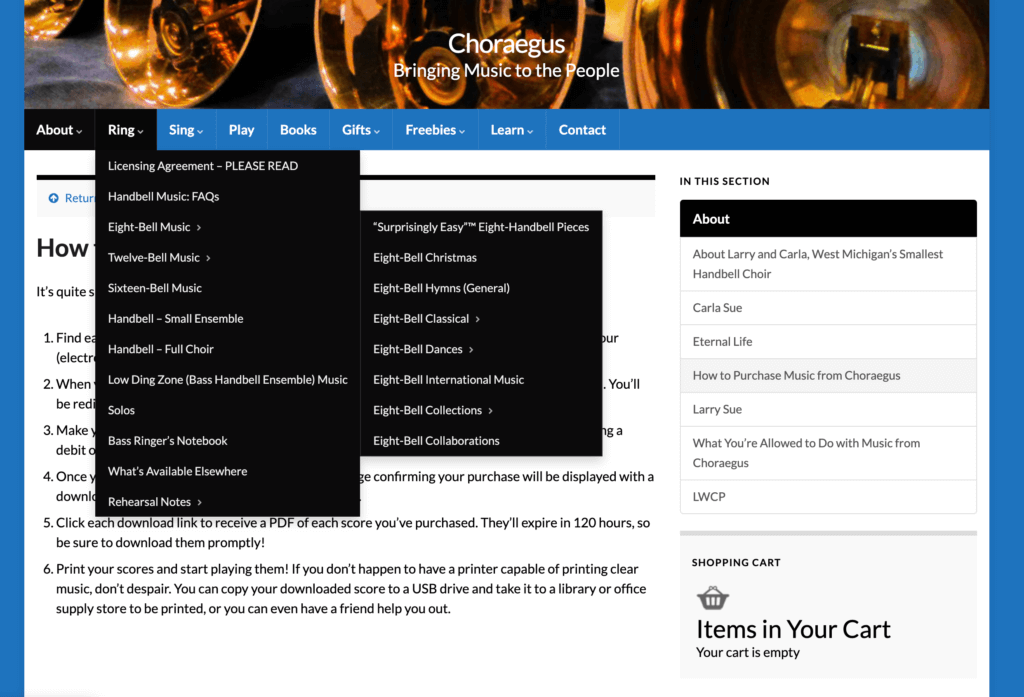 Buying music from Choraegus - a step-by-step guide