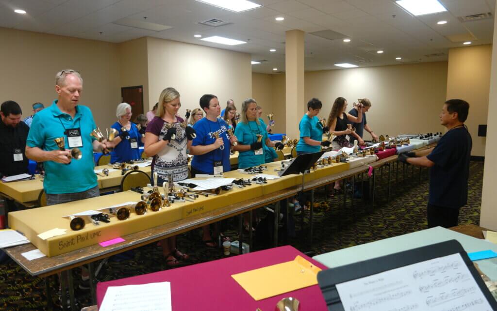 8-bell music class with Larry and Carla