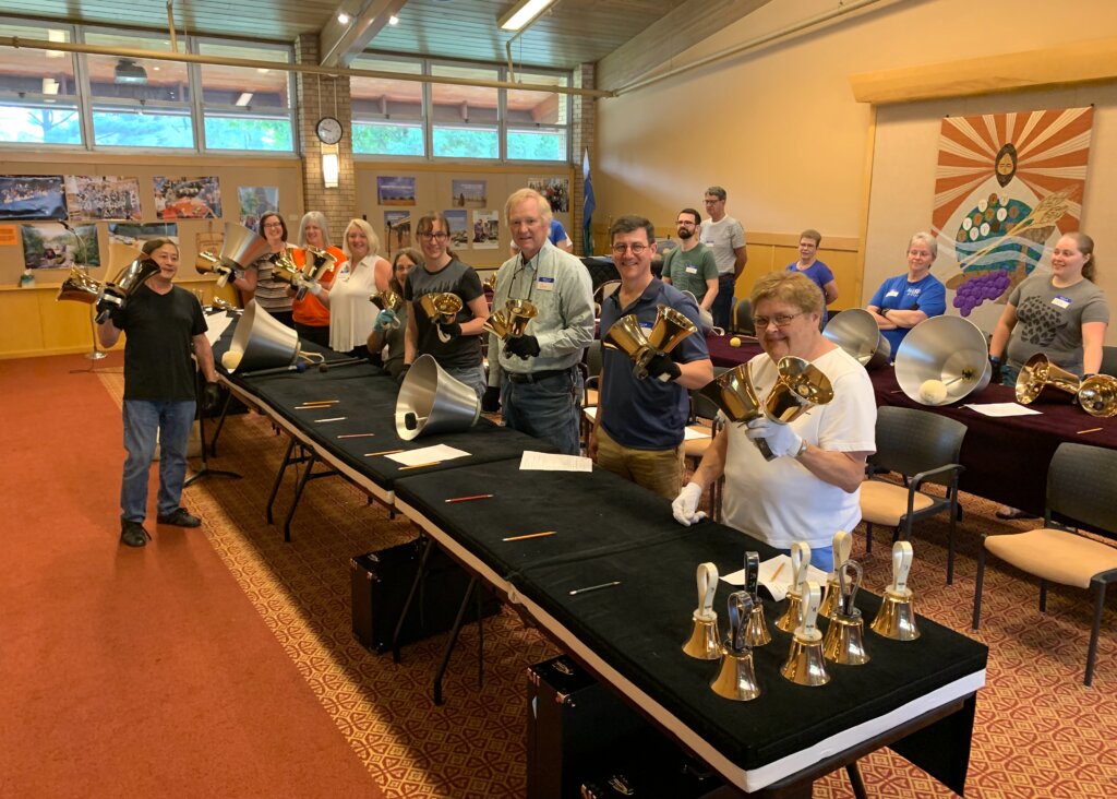 Bass handbell class with Larry Sue